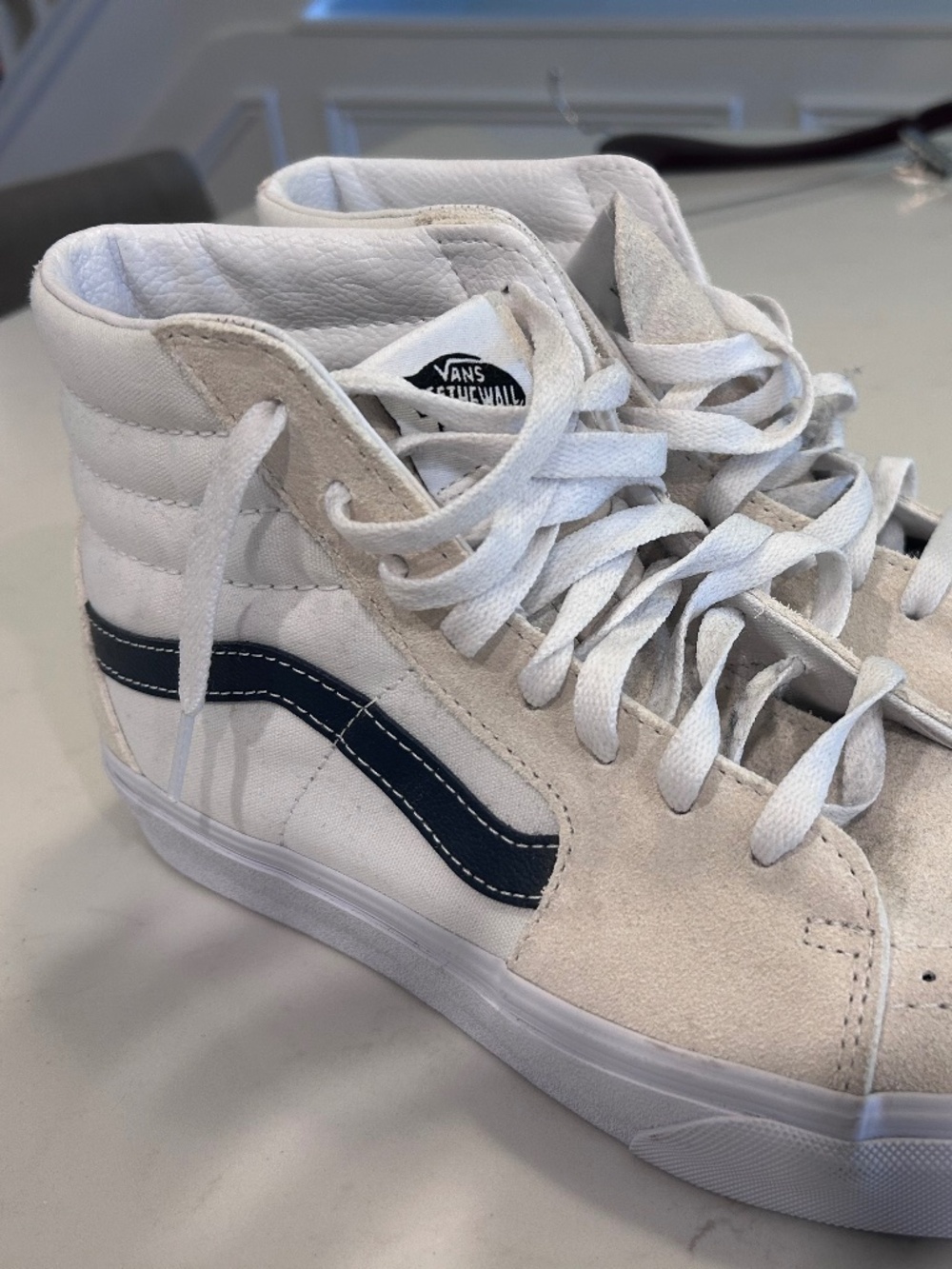 Vans High Tops - Women's 10 / Men's 8.5 - White w/ Blue